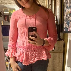 Pink Lilly Pulitzer top with laces XS EUC